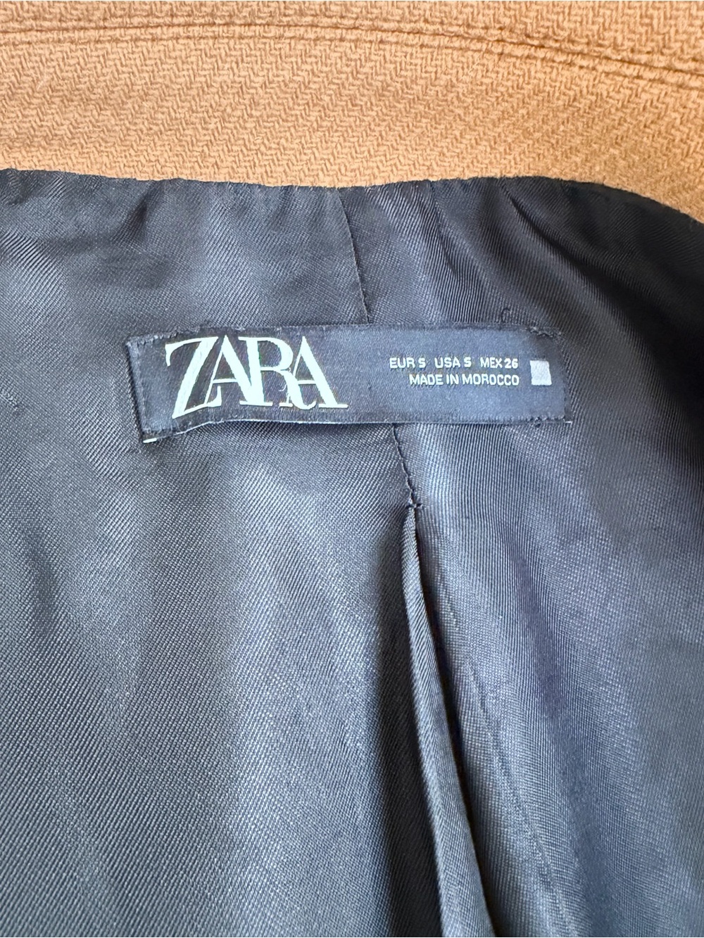 ZARA Camel Herringbone Longline Coat - Picture 11 of 12